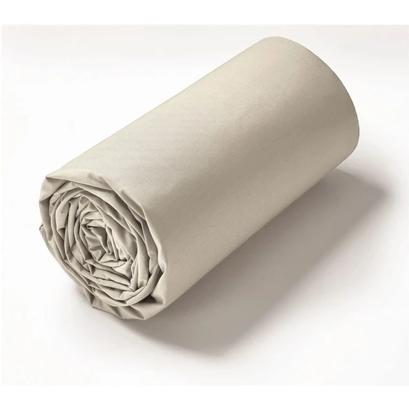 Makiteks 100 Pamuklu Bej 120x200+50x70 Tek Kişilik Lastikli Çarşaf Seti