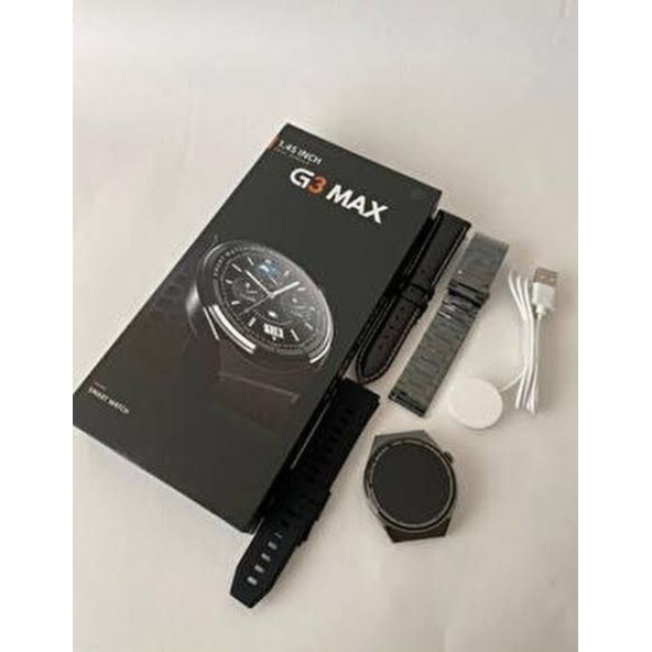 G3 Max Akıllı Saat (IOS-ANDROID UYUMLU) SİYAH KASA- 3 KORDONLU SİYAH RENK - 4
