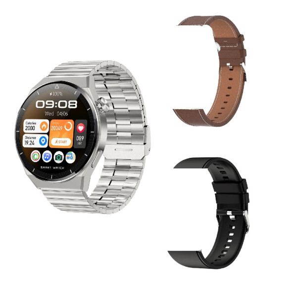 G3 Max Akıllı Saat (IOS-ANDROID UYUMLU) GÜMÜŞ KASA- 3 KORDONLU GÜMÜŞ RENK - 3