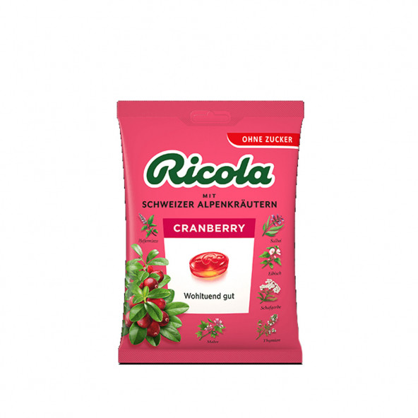 Ricola Cranberry - Kızılcık Özlü Pastil - ŞEKER İLAVESİZ