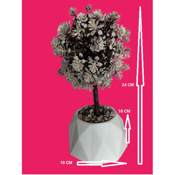 Yapay Çiçek Ağaç 10 cmX10 cm X 24 cm Boyutlarında - 3