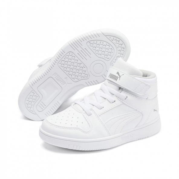 Puma Rebound Layup SL V Çocuk Ayakkabı Siyah 37048802 Beyaz - 2