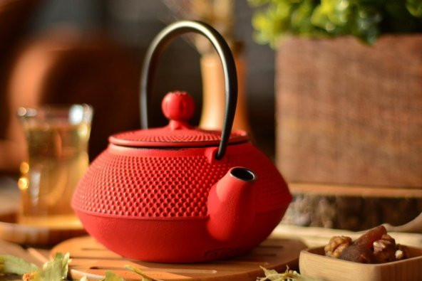 Bambum Linden Sümbül Döküm Demlik 750 ml Kırmızı T2765 - Resim 3