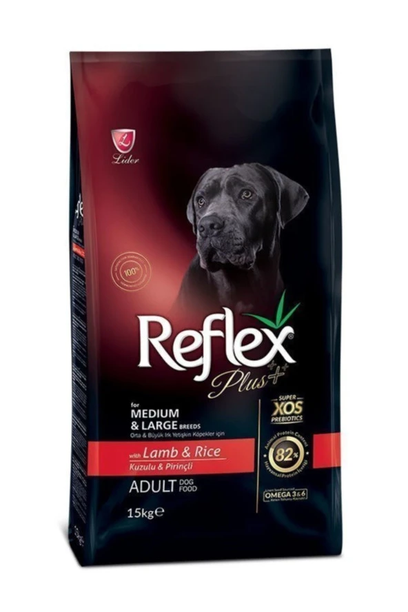 Reflex Plus Orta & Büyük Irk Kuzu ve Pirinçli Yetişkin Köpek Maması 15 kg