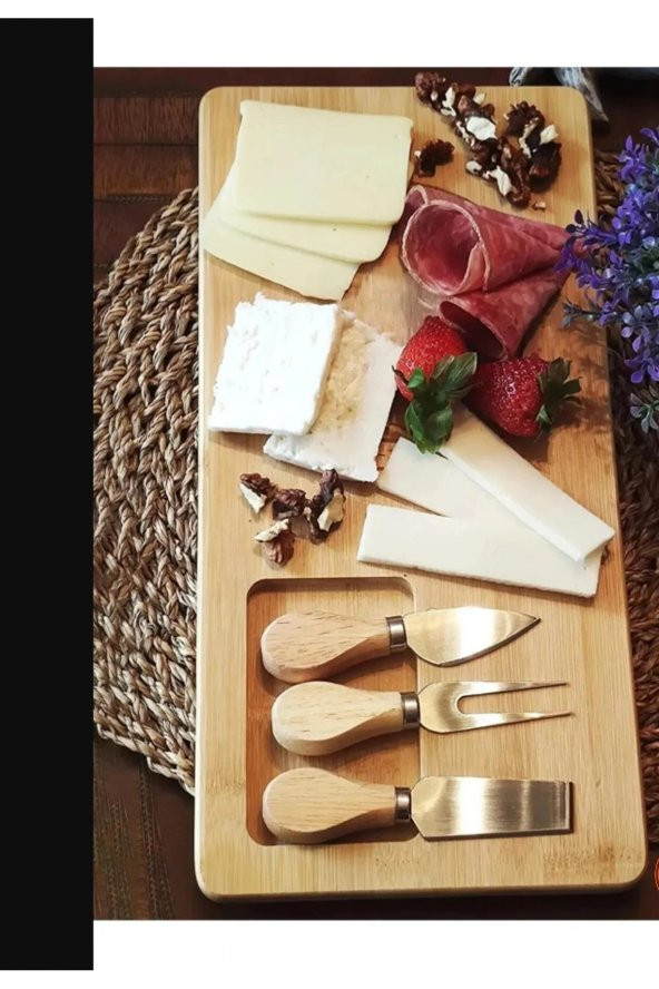 Bambu 4 Parça Kahvaltı Peynir Servis Sunum Tabağı Tahtası Kahvaltı Sunum Tahtası - 2