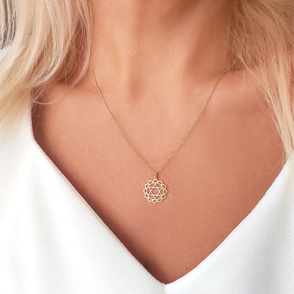 Vaoov 925 Ayar Gümüş Kalp Çakrası Kolye - Resim 4