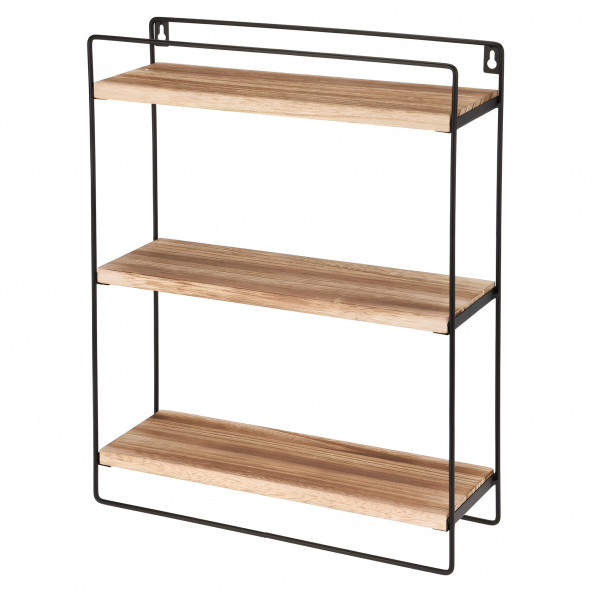 DEKORATİF AHŞAP RAFLI METAL MUTFAK VE BANYO RAFI ÇOK AMAÇLI DUVAR RAFI VE MASA ÜSTÜ 3 RAFLI STAND - 5