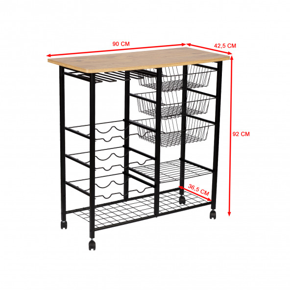 ÇOK AMAÇLI ADA MASA METAL MUTFAK BAR BANGO TEKERLEKLİ SEBZELİK VE KAHVE KÖŞESİ - 5