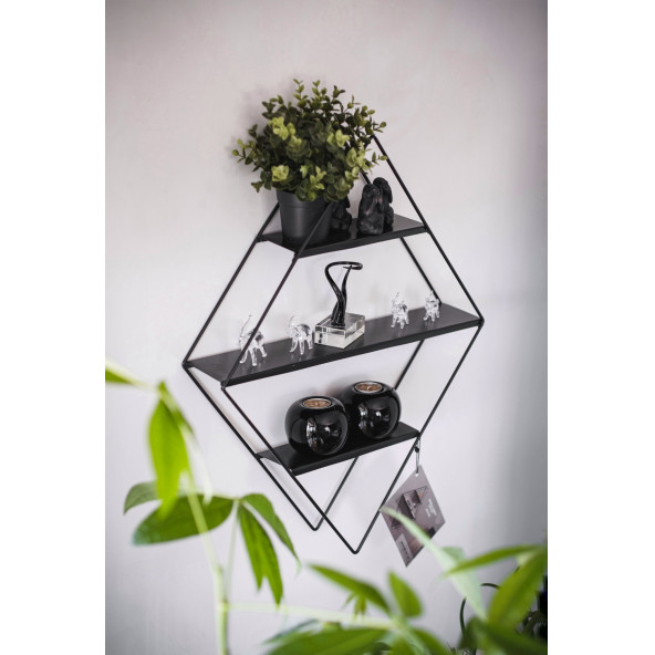 DEKORATİF METAL RAF BAKLAVA DUVAR RAFI KURULUM GEREKTİRMEYEN TEK PARÇA ÇOK AMAÇLI FOTOĞRAFLIK STAND - 1
