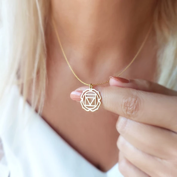 Vaoov 925 Ayar Gümüş Kök Çakra Kolye - Resim 2