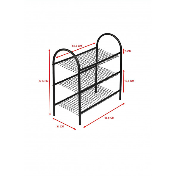 DEKORATİF 3 RAFLI METAL AYAKKABILIK - 6