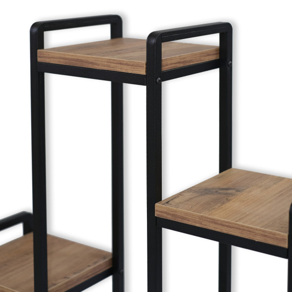 DEKORATİF METAL AHŞAP 6 RAFLI SAKSI STANDI KATLI DİKEY SAKSILIK ÇİÇEKLİK GARDEN - 6