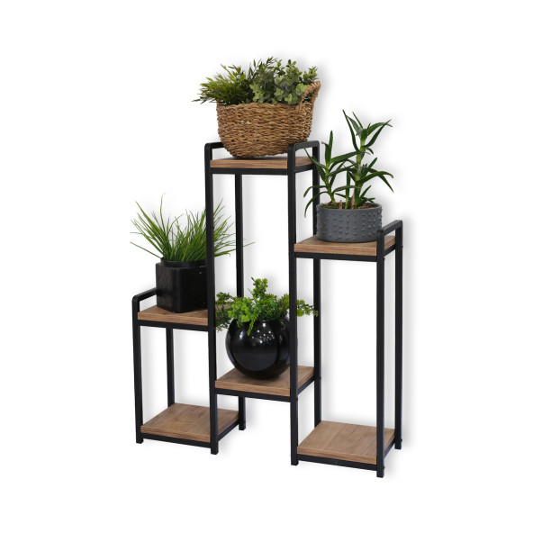DEKORATİF METAL AHŞAP 6 RAFLI SAKSI STANDI KATLI DİKEY SAKSILIK ÇİÇEKLİK GARDEN - 8