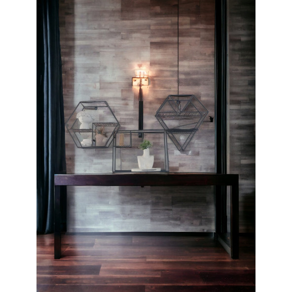 DEKORATİF METAL RAF GEOMETRİK 3'LÜ SET DUVAR RAFI KURULUM GEREKTİRMEYEN ÇOK AMAÇLI FOROĞRAFLIK STAND - 4