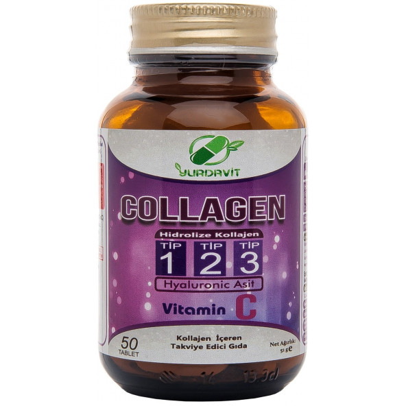 Yurdavit Hidrolize Kolajen Tip 1-2-3 3x50 Tablet Hyaluronik Asit C Vitamini Hydrolyzed Collagen - 2