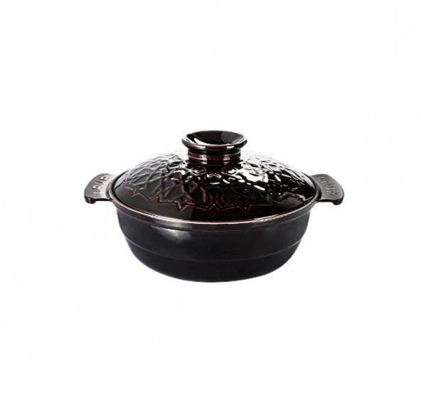 Lava Yuvarlak Tencere 26 cm Demir Döküm Tencere Majolica Mor