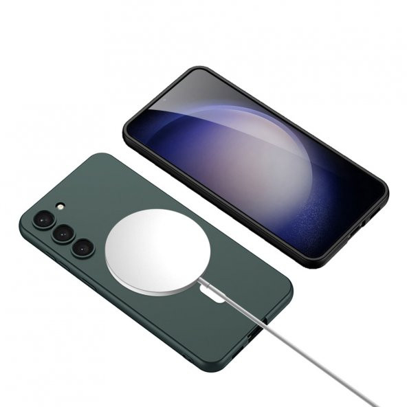 Samsung Galaxy S23 Kılıf Wireless Şarj Özellikli Kıpta Magsafe Silikon Kapak - 4