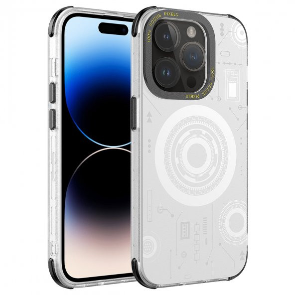Apple iPhone 14 Pro Max Kılıf Buton Tasarım Köşe Korumalı Wireless Şarj Özellikli Desenli Hot Kapak - 2