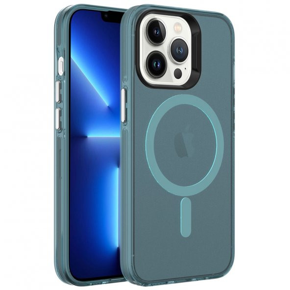 Apple iPhone 13 Pro Kılıf Özel Tuşlu Magsafe Şarj Özellikli Buzlu Transparan C-Pro Sert Kapak - 2