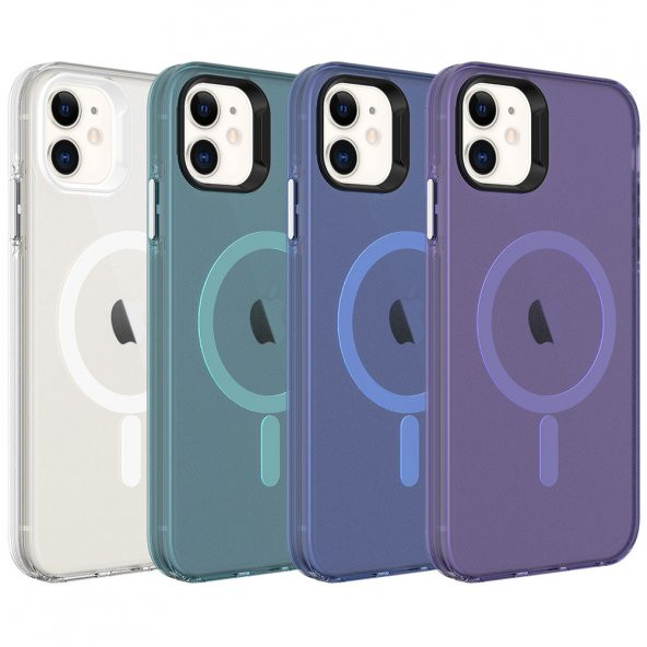 Apple iPhone 11 Kılıf Özel Tuşlu Magsafe Şarj Özellikli Buzlu Transparan C-Pro Sert Kapak - 3