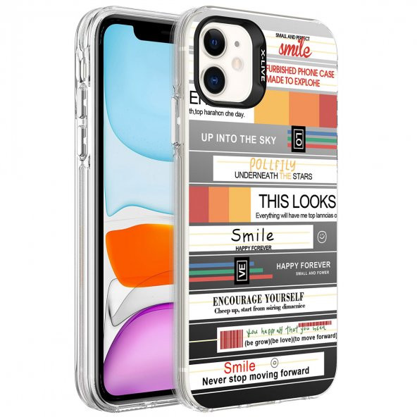 Apple iPhone 12 Kılıf Desenli Catchword Silver Sert Kapak - 2