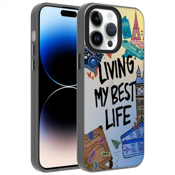 Apple iPhone 14 Pro Kılıf Desenli Mesajlı Dragon Sert Kapak - 2