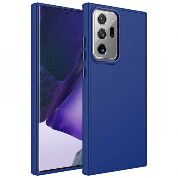 Samsung Galaxy Note 20 Ultra Kılıf İçi Kadife Metal Çerçeve ve Buton Tasarımlı Silikon Zore Luna Kapak - 2