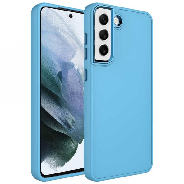 Samsung Galaxy S21 FE Kılıf İçi Kadife Metal Çerçeve ve Buton Tasarımlı Silikon Zore Luna Kapak - 2