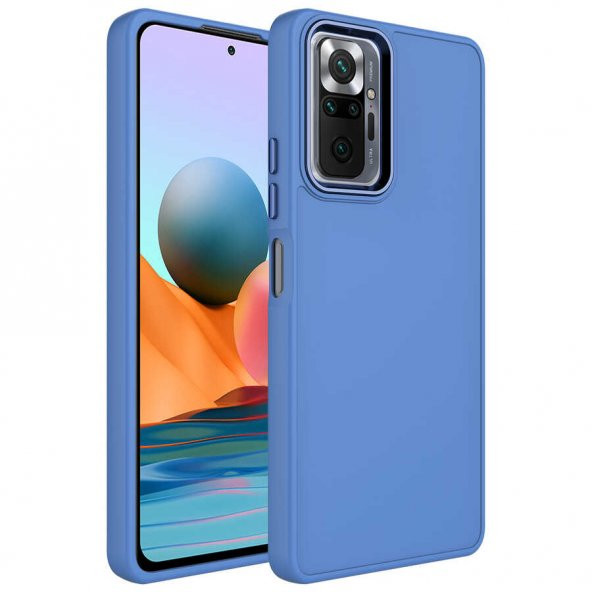 Xiaomi Redmi Note 10 Pro Kılıf İçi Kadife Metal Çerçeve ve Buton Tasarımlı Silikon Zore Luna Kapak - 2