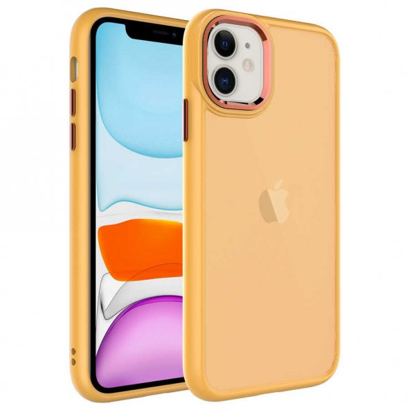 Apple iPhone 11 Kılıf Buzlu Sert Tuşlu PC Zore May Kapak