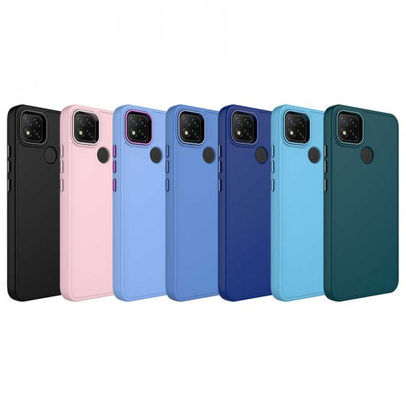 Xiaomi Redmi 9C Kılıf İçi Kadife Metal Çerçeve ve Buton Tasarımlı Silikon Zore Luna Kapak - 3