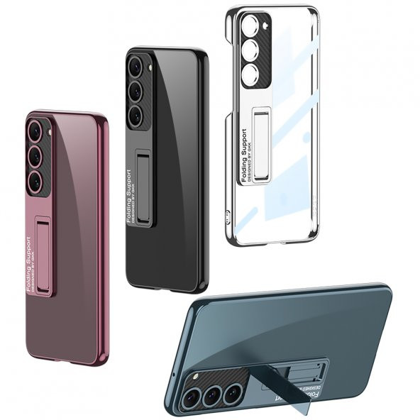 Samsung Galaxy S23 Kılıf Kamera Korumalı Şeffaf Tasarımlı Zore Lego Standlı Kapak - 3