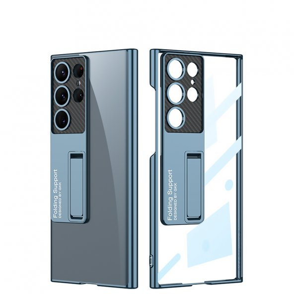 Samsung Galaxy S23 Ultra Kılıf Kamera Korumalı Şeffaf Tasarımlı Zore Lego Standlı Kapak - 4