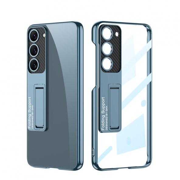 Samsung Galaxy S23 Kılıf Kamera Korumalı Şeffaf Tasarımlı Zore Lego Standlı Kapak - 4