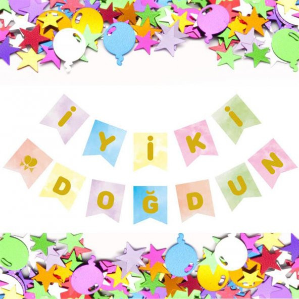 Makaron Renkli İyiki Doğdun Gold Banner - 2