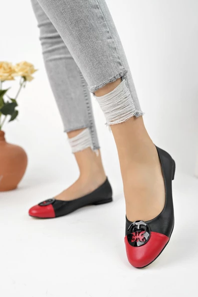 Muggo VARGAS Garantili Günlük Ortopedik Şık Tarz ve Rahat Kadın Tokalı Babet - 3