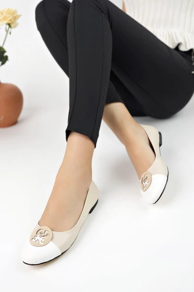 Muggo VARGAS Garantili Günlük Ortopedik Şık Tarz ve Rahat Kadın Tokalı Babet - 7