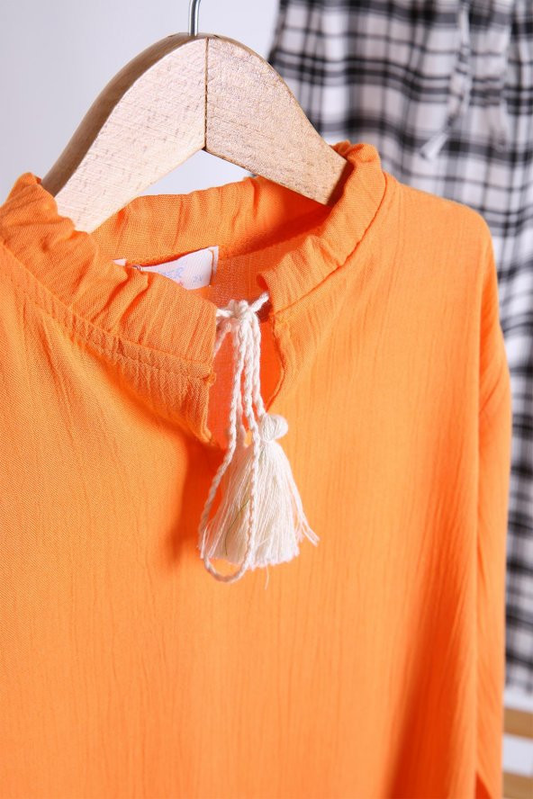 Babyhola Pamuk Bluz Ekose Pantolon Kız Çocuk Salaş Takım 1153 - 3