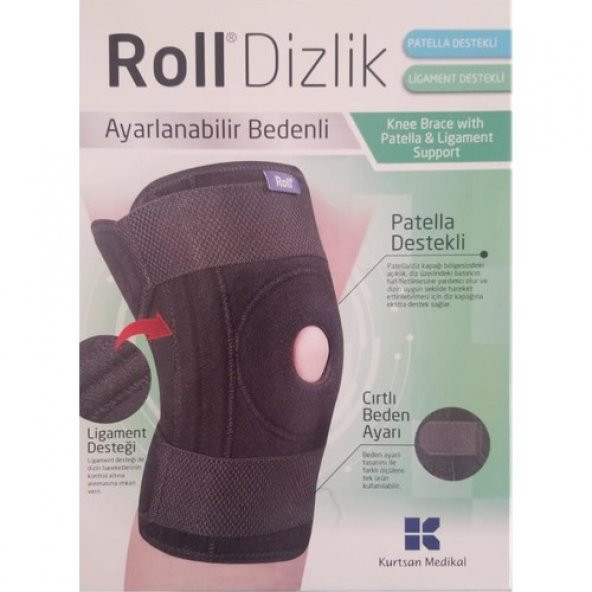 Roll Patella Ve Ligament Destekli Dizlik Ayarlanabilir Bedenli