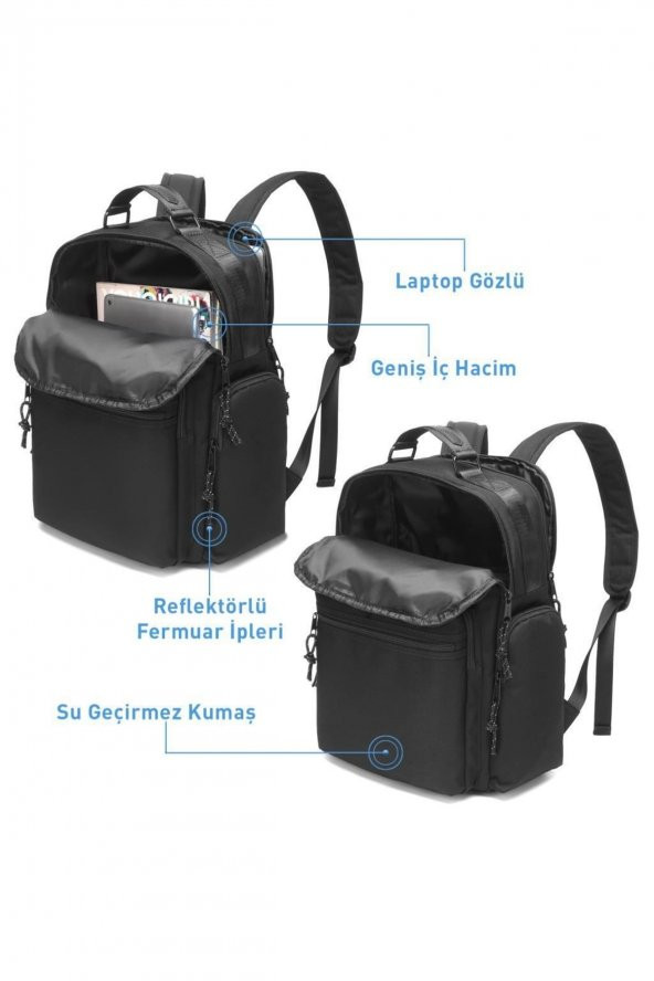 Bagacar Smart Bag 3124 Okul ve Günlük Laptop Bölmeli Sırt Çantası Jean Mavi - 2