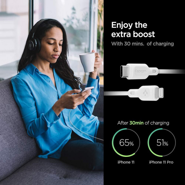 Spigen Essential Apple USB-C to Lightning Power Delivery Destekli Hızlı Şarj ve Data Kablo MFI Lisanslı 1m - 2