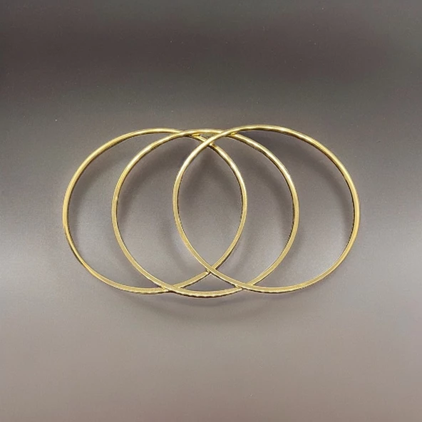 Zarif ve Şık Özel Günler Ajda Model Altın Renk 1. Kalite Kadın Çelik Bileklik Seti 65 mm (3 Adet) ürün görseli 1