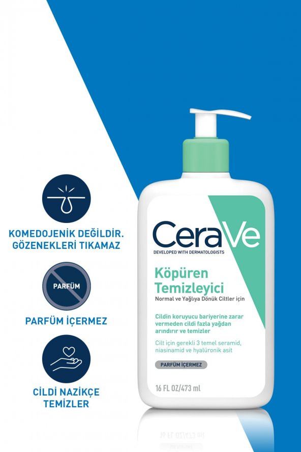 Cerave Foaming Cleanser Normal & Yağlıya Dönük Ciltler İçin 473 ml - 6