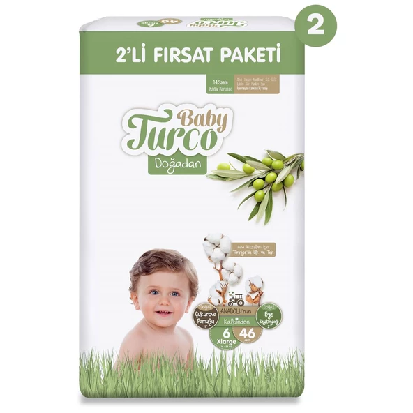 Baby Turco Doğadan 2'li Ekonomik Fırsat Paketi Bebek Bezi 6 Numara Xlarge 92 Adet - 2
