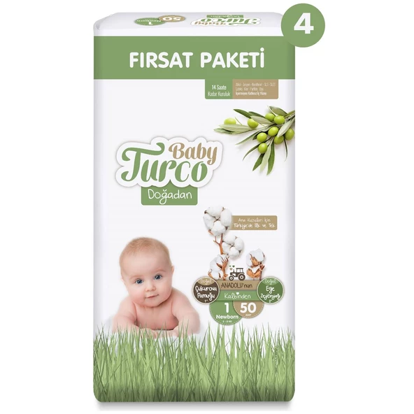 Baby Turco Doğadan Mega Fırsat Paketi Bebek Bezi 1 Numara Newborn 200 Adet - 2