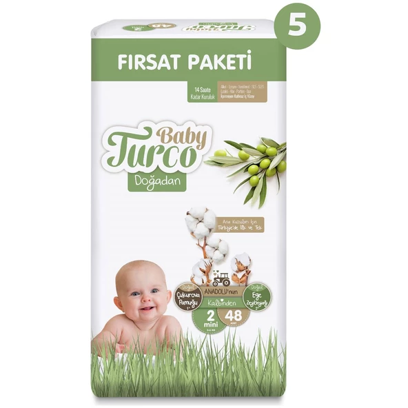 Baby Turco Doğadan Ultra Fırsat Paketi Bebek Bezi 2 Numara Mini 240 Adet - 2