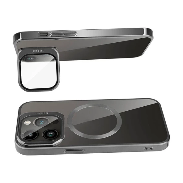 Gpack Apple iPhone 15 Pro Kılıf Cam Kapak Kamera Korumalı Standlı Magsafeli - 2