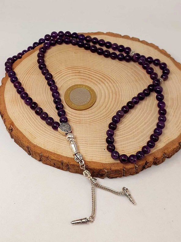 Ametist Taşı Koyu Renk 99luk Tesbih 6mm - 2