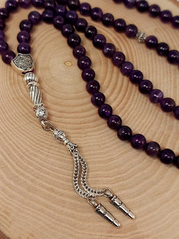 Ametist Taşı Koyu Renk 99luk Tesbih 6mm - 3