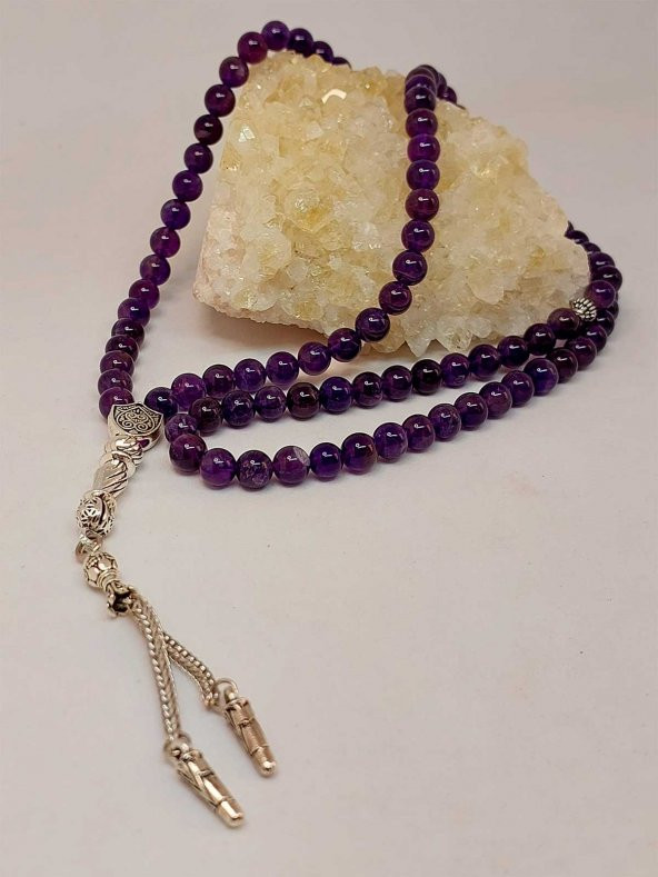 Ametist Taşı Koyu Renk 99luk Tesbih 6mm - 5